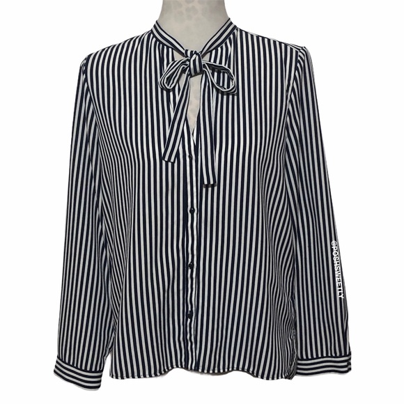 Zara Tops - Zara Tie Neck Striped Blouse